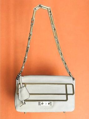 Anya Hindmarch White Leather Chain Strap Flap Shoulder Bag
